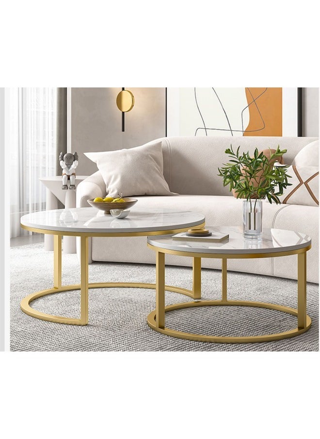 NKX - 2 Round Coffee Table With Metal Frame - Image 1