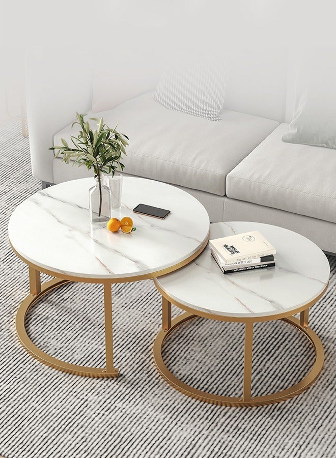 2 Round Coffee Table With Metal Frame