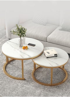 2 Round Coffee Table With Metal Frame