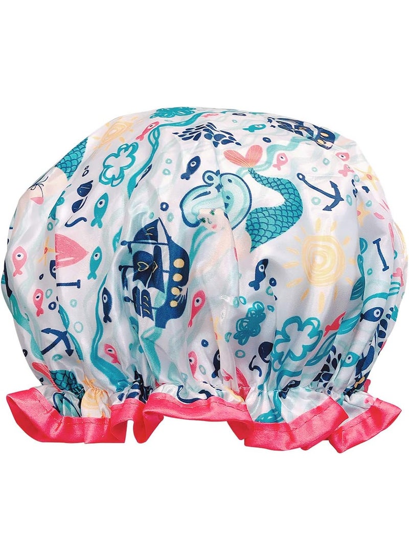 allydrew allydrew Reusable Women's Waterproof Shower Caps for Long Hair, Under the Sea 