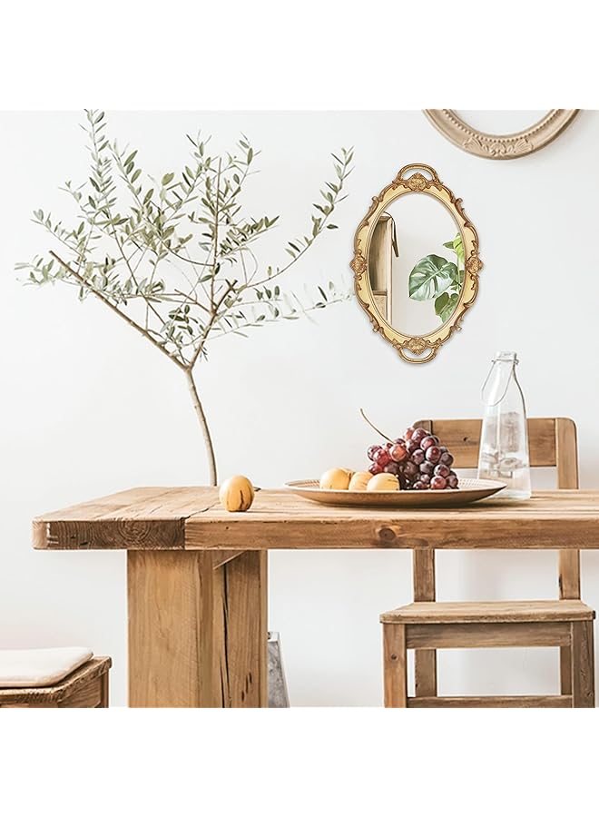 erorex Oval Antique Decorative Wall Mirror Vintage Hanging Mirror Living Room Dresser Decor Wall Mounted Mirror Elegant European Wall Hanging Dressing Mirror Decor For Bathroom Bedroom - Image 2