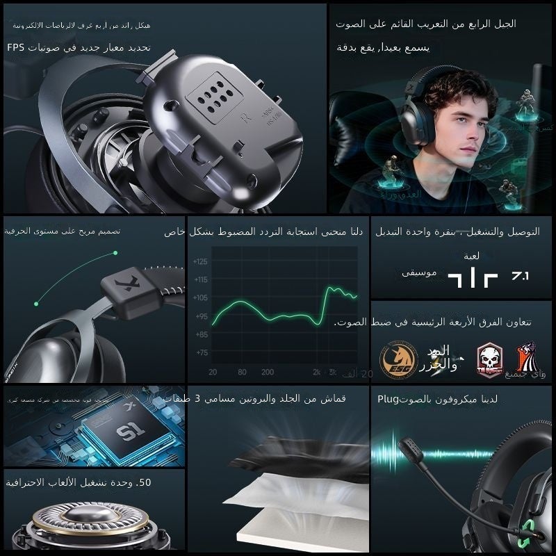 XIBERIA T10 Wired Gaming Headset - Over-Ear Esports Headphones with 4-Chamber Audio for  FPS - Image 3