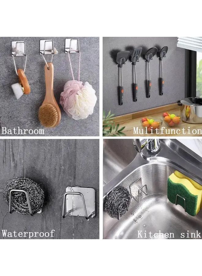 6 Stainless Steel Kitchen Hooks Self Adhesive Waterproof Sponge Clips For Cutting Boards Pots Pans Space Saving Easy Install Wall Mount Kitchen Storage Solution Black - Image 5