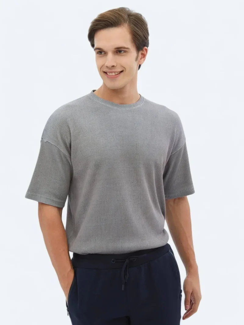 Kip Grey Crew Neck Cotton Blended T-Shirt