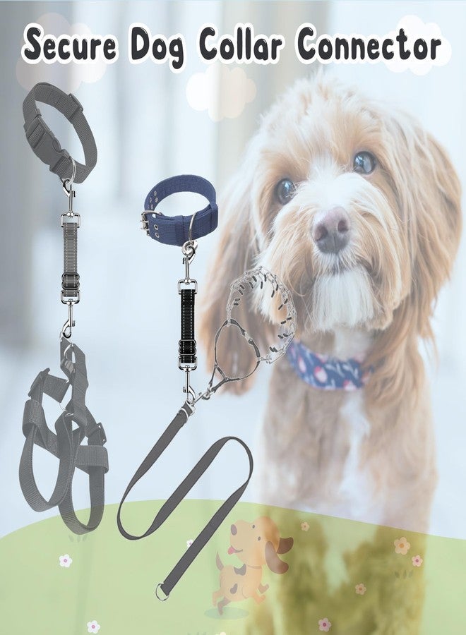 YUEPET Dog Safety Collar Clips 2 Pack Adjustable Prong Backup Clips Reflective Double Ended Backup Clasp Leash Connector for Dog Harness to Collar Safety Clip(Grey+Black) - Image 3