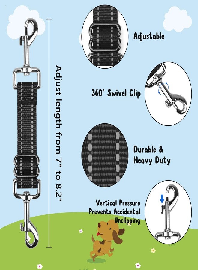 YUEPET Dog Safety Collar Clips 2 Pack Adjustable Prong Backup Clips Reflective Double Ended Backup Clasp Leash Connector for Dog Harness to Collar Safety Clip(Grey+Black) - Image 2