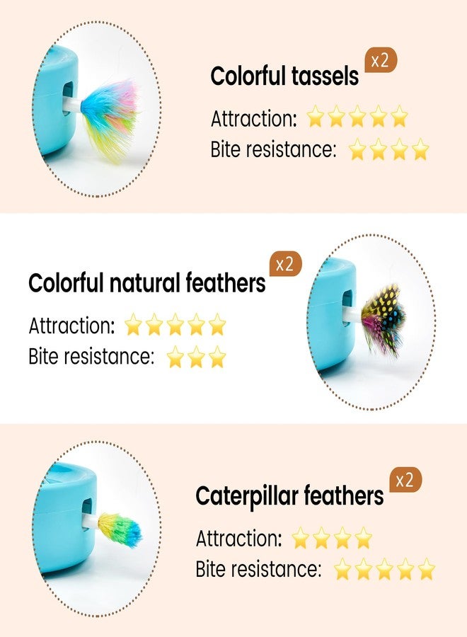Potaroma Cat Toys 3in1 Automatic Interactive Kitten Toy, Fluttering Butterfly, Moving Feather, Track Balls, 6 Feather Replacements - Image 2