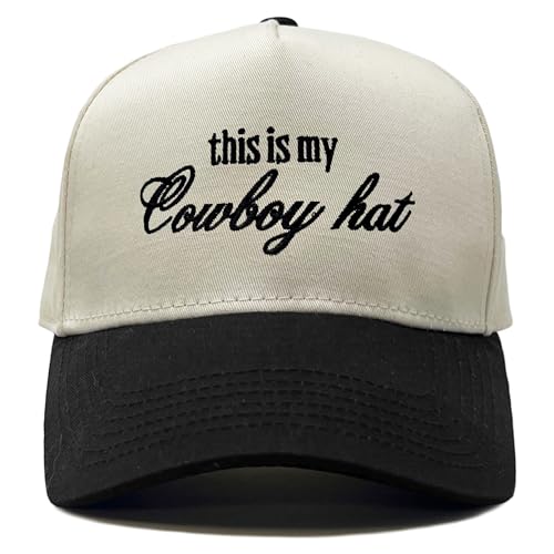 Funky Junque Western Trucker Hat for Women This is My Cowboy Hat Embroidered Cute Adjustable Snapback - This is My Cowboy Hat - Black/Beige - Image 1