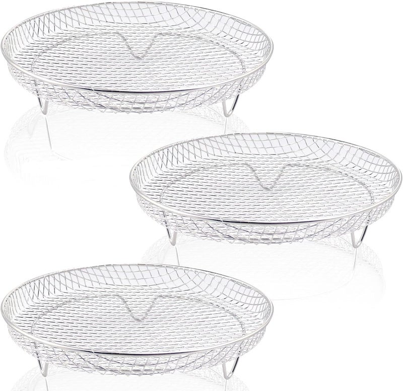 Pimio 8 inch Air Fryer Racks, Air Fryer Universal Accessories, Baking Rack,Round Stackable Grill, Food-Grade Stainless Steel Kitchen Household, Fit all 4.2QT - 5.8QT air fryer,Oven - 3 Pack - Image 1