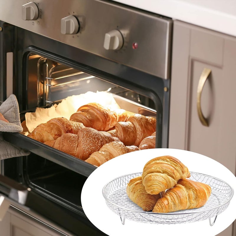Pimio 8 inch Air Fryer Racks, Air Fryer Universal Accessories, Baking Rack,Round Stackable Grill, Food-Grade Stainless Steel Kitchen Household, Fit all 4.2QT - 5.8QT air fryer,Oven - 3 Pack - Image 5