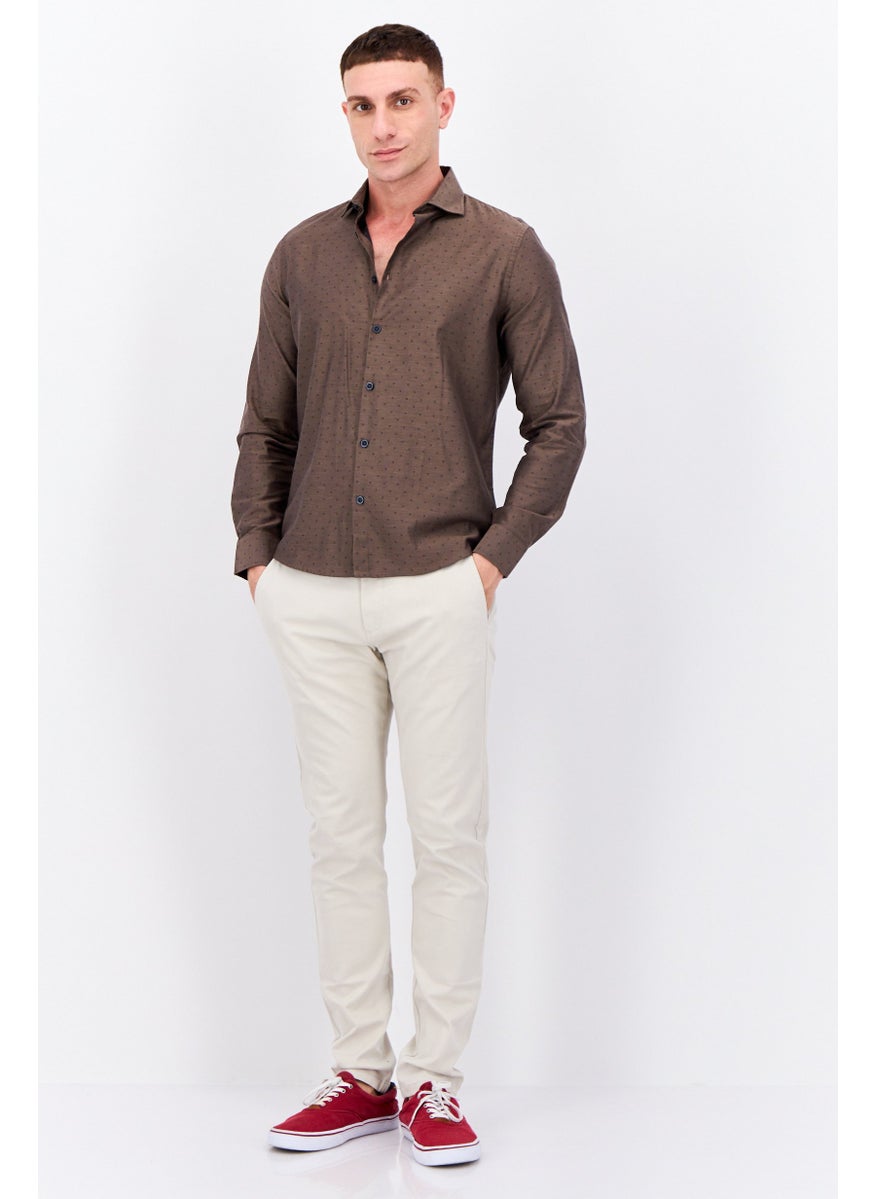 Sorbino - Men Regular Fit Allover Printed Long Sleeves Casual Shirt, Coffee Brown - Image 1