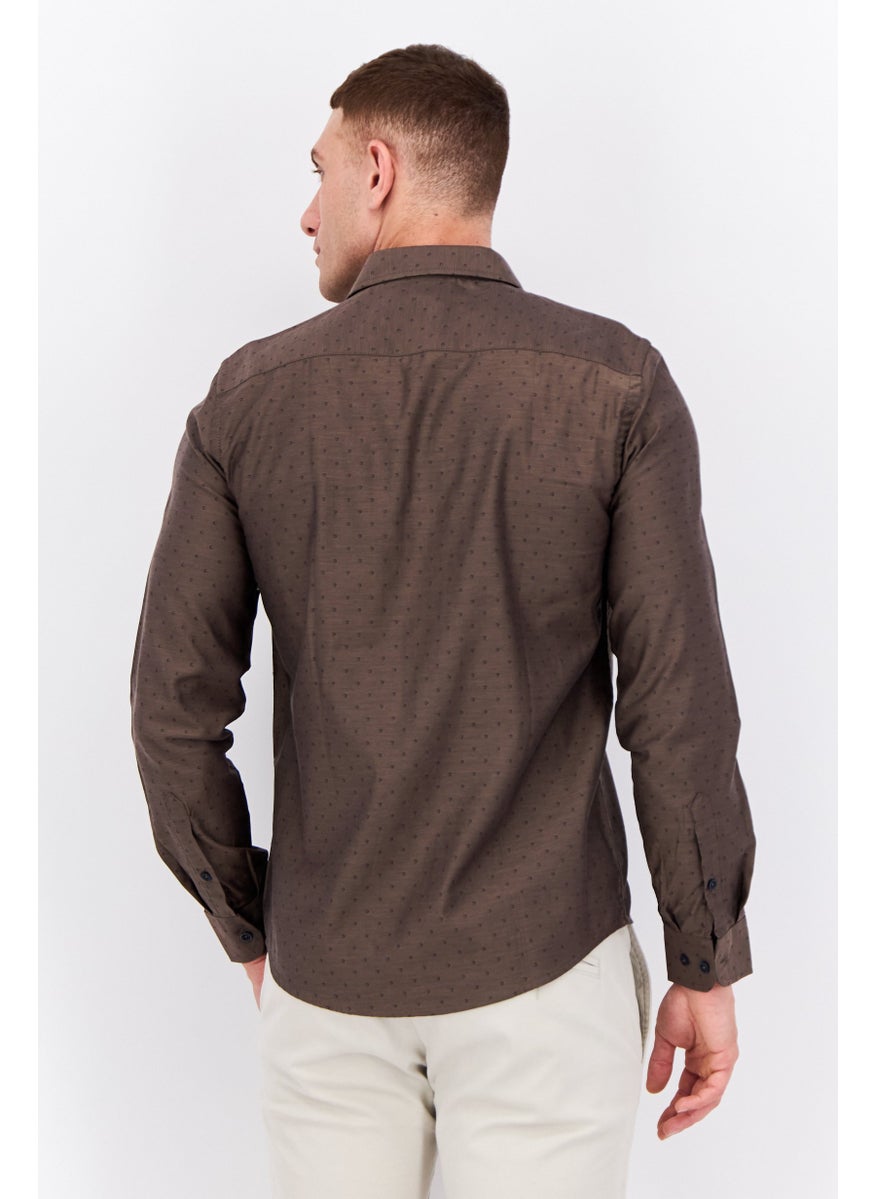 Sorbino - Men Regular Fit Allover Printed Long Sleeves Casual Shirt, Coffee Brown - Image 1