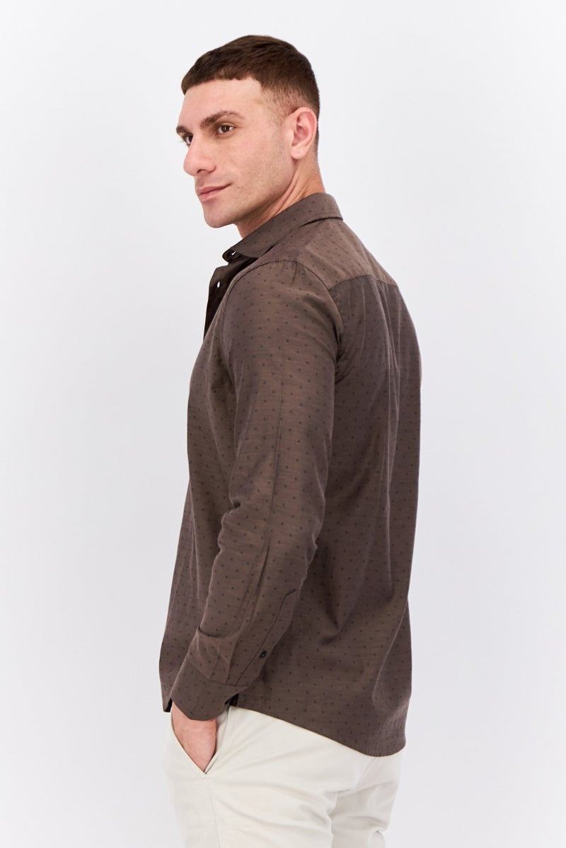 Sorbino Men Regular Fit Allover Printed Long Sleeves Casual Shirt, Coffee Brown - Image 2