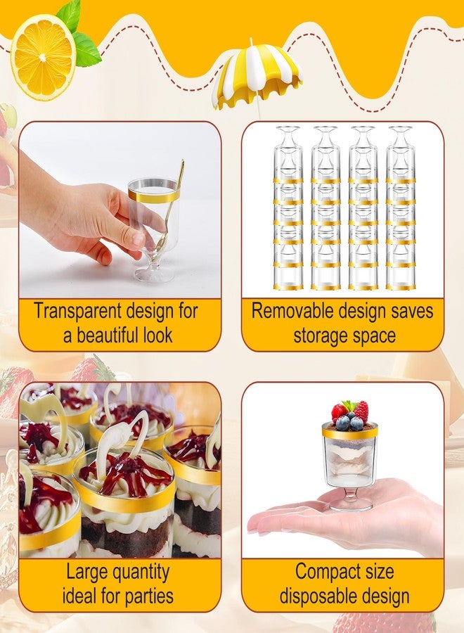 Loccmat 60 Pack Dessert Cups with Spoons,5oz Clear Plastic Dessert Parfait Cups,Mini Parfait Cup for Party,Disposable Round Serving Goblet Cup for Fruit Ice Cream Mousse Birthday Wedding Party - Image 3