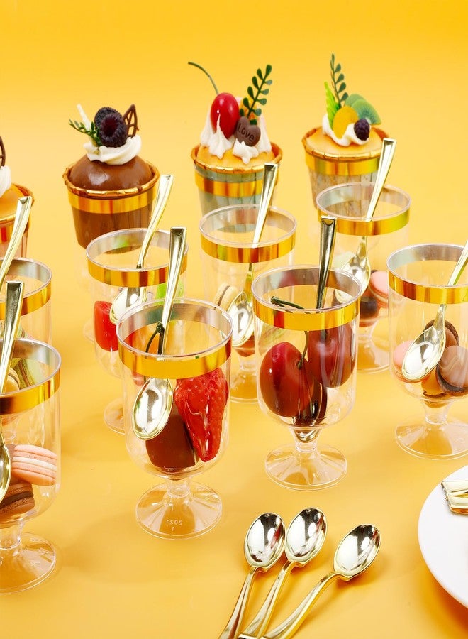 Loccmat 60 Pack Dessert Cups with Spoons,5oz Clear Plastic Dessert Parfait Cups,Mini Parfait Cup for Party,Disposable Round Serving Goblet Cup for Fruit Ice Cream Mousse Birthday Wedding Party - Image 5