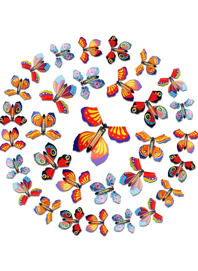 CMGTYYD Flying Butterfly, 30PCS Magic Wind up Butterfly Toy, Bright Colors Elastic Band Flying Butterflies Toy, Rubber Band Powered Butterfly for Wedding Birthday or Party and Greeting Cards - Image 1