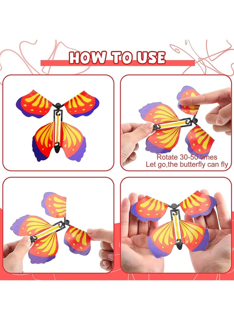 CMGTYYD Flying Butterfly, 30PCS Magic Wind up Butterfly Toy, Bright Colors Elastic Band Flying Butterflies Toy, Rubber Band Powered Butterfly for Wedding Birthday or Party and Greeting Cards - Image 3