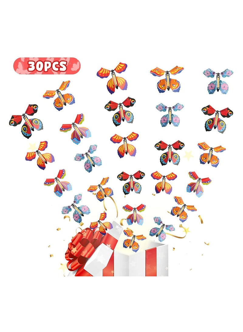 CMGTYYD Flying Butterfly, 30PCS Magic Wind up Butterfly Toy, Bright Colors Elastic Band Flying Butterflies Toy, Rubber Band Powered Butterfly for Wedding Birthday or Party and Greeting Cards - Image 4
