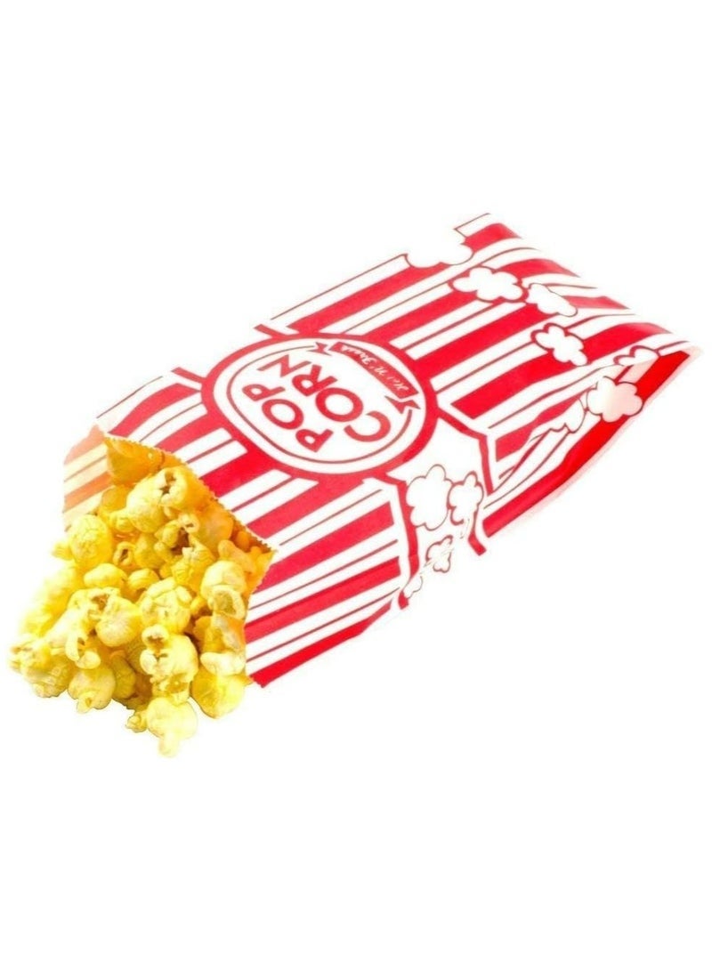 100 Pieces  Popcorn Treat Bags for Party Red and White Striped Cookie Candy Bags with Straps for Circus Carnival Birthday Party Favors - Image 2
