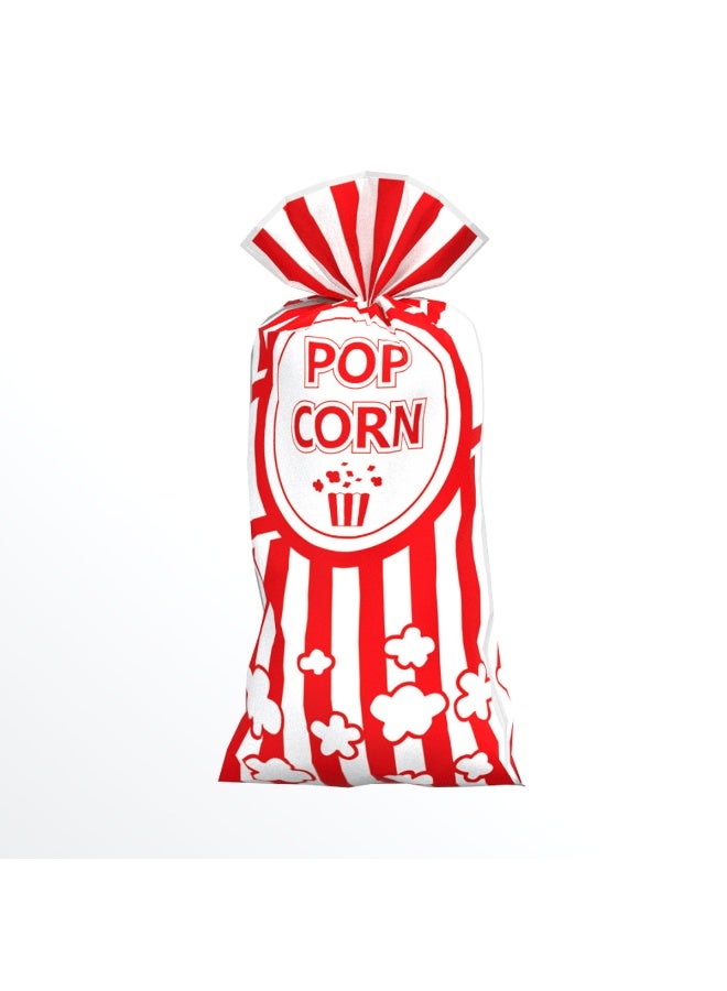 100 Pieces  Popcorn Treat Bags for Party Red and White Striped Cookie Candy Bags with Straps for Circus Carnival Birthday Party Favors - Image 5