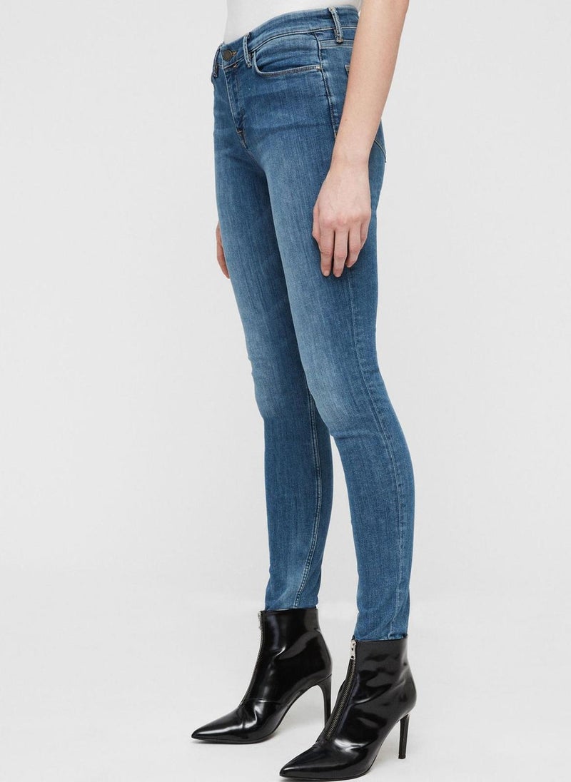 all saints - Grace Mid Rise Skinny Jeans - Image 1