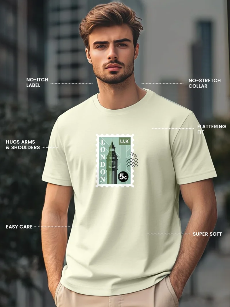 NOBERO  Cotton Graphic Print T-Shirt for Men for Men | Best Price UAE