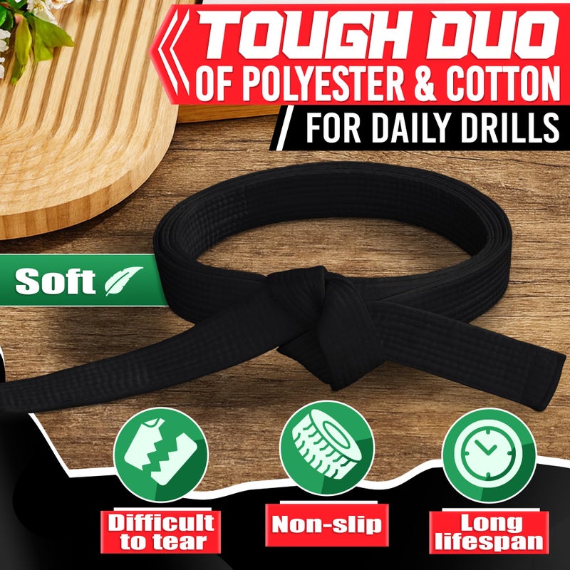 MYCRITEE Taekwondo Uniform Belt for Women - 86.6" Judo Belt Women Jiu Jitsu Gi Karate Belt Martial Arts Training Equipment Belts for Men - Aikido Gi Bjj Belts Womens Jiu Jitsu Gi Tkd Belt Black - Image 3