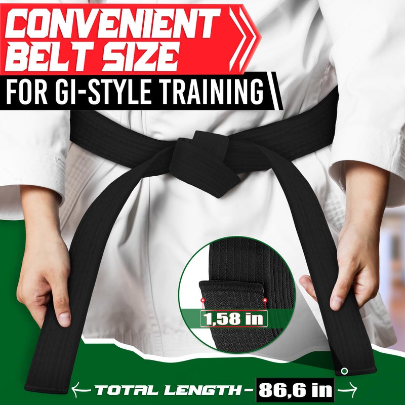 MYCRITEE Taekwondo Uniform Belt for Women - 86.6" Judo Belt Women Jiu Jitsu Gi Karate Belt Martial Arts Training Equipment Belts for Men - Aikido Gi Bjj Belts Womens Jiu Jitsu Gi Tkd Belt Black - Image 2