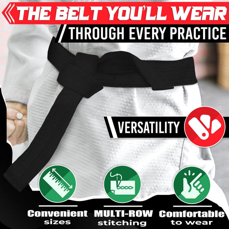 MYCRITEE Taekwondo Uniform Belt for Women - 86.6" Judo Belt Women Jiu Jitsu Gi Karate Belt Martial Arts Training Equipment Belts for Men - Aikido Gi Bjj Belts Womens Jiu Jitsu Gi Tkd Belt Black - Image 4