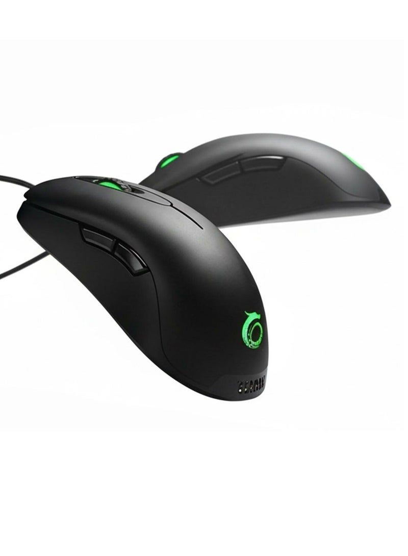 ماوس الألعاب OERON MF2 - مفتاح OMRON، 10 ملايين نقرة - مستشعر بصري AVAGO A3325 (5000 نقطة في البوصة / 20G / 120 بوصة في الثانية) - 7 مفاتيح ماكرو - ماوس سلكي USB مانع للانزلاق لألعاب MMO وRTS وFPS وMOBA | أسود - Image 3