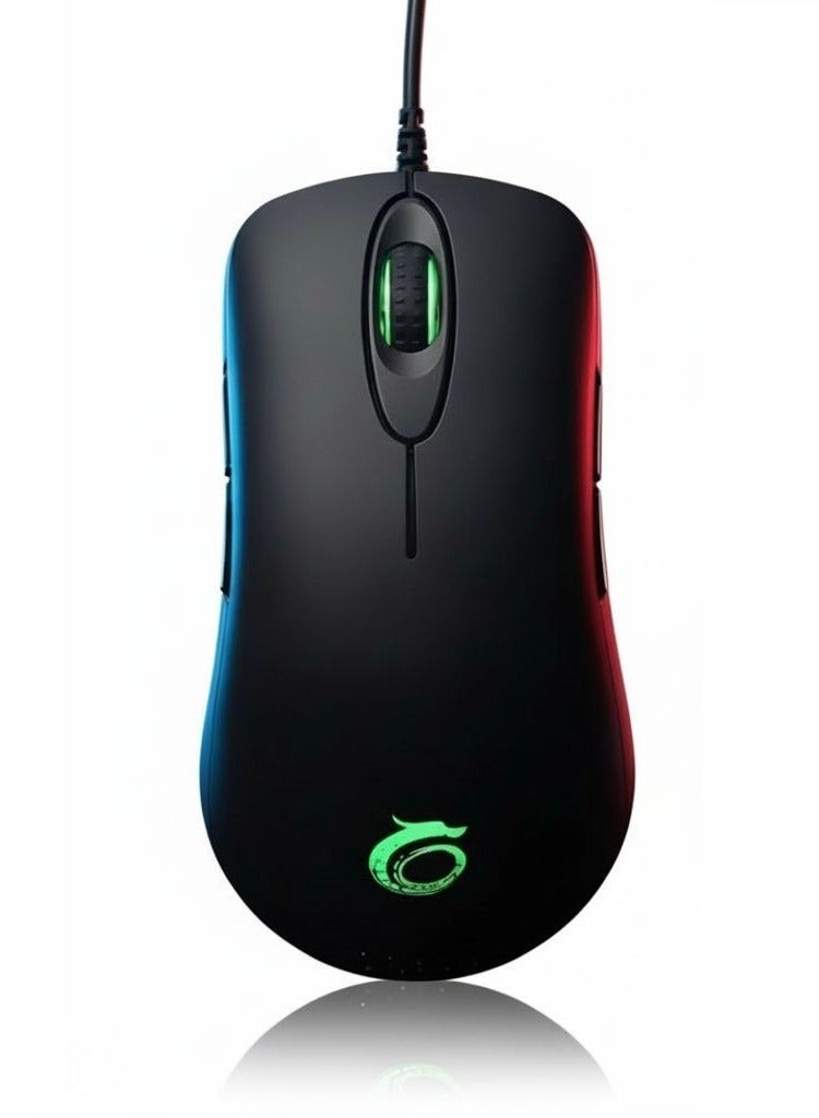 ماوس الألعاب OERON MF2 - مفتاح OMRON، 10 ملايين نقرة - مستشعر بصري AVAGO A3325 (5000 نقطة في البوصة / 20G / 120 بوصة في الثانية) - 7 مفاتيح ماكرو - ماوس سلكي USB مانع للانزلاق لألعاب MMO وRTS وFPS وMOBA | أسود - Image 1