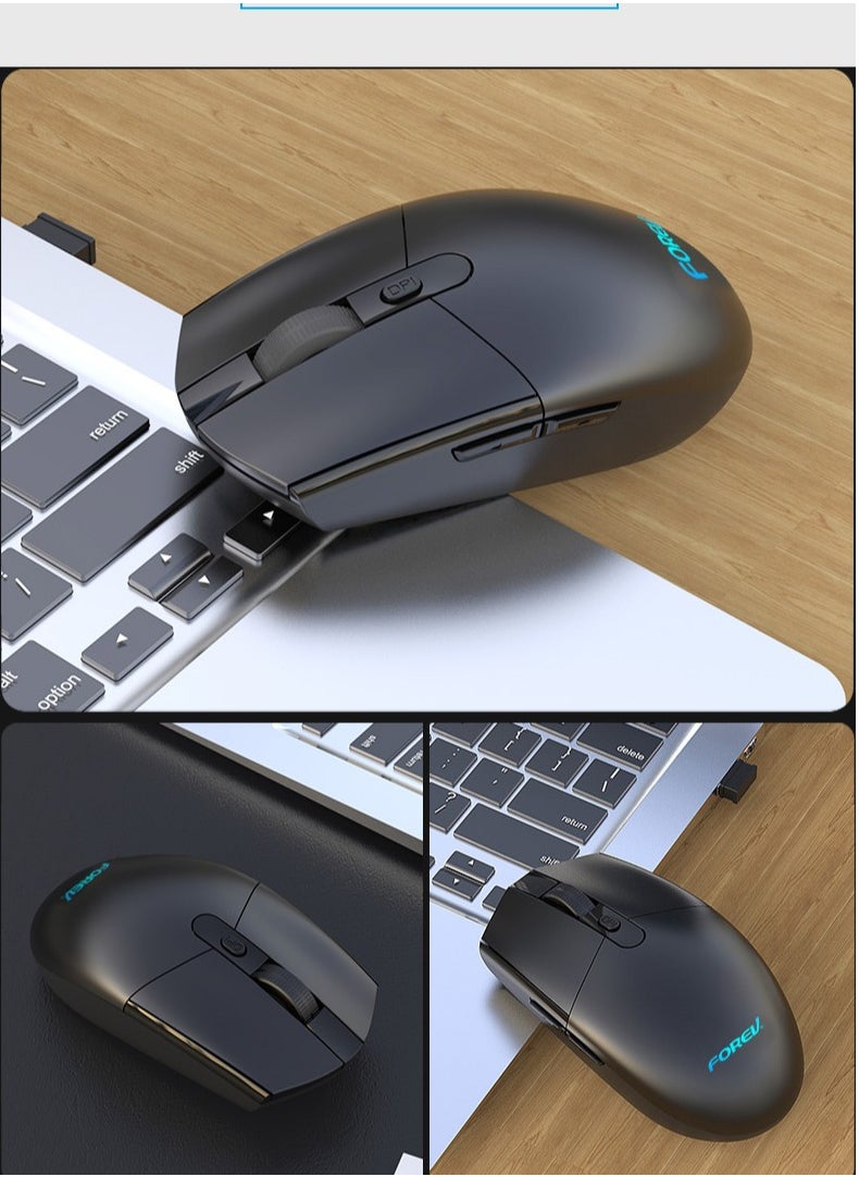 فوريف - ماوس لاسلكي FV-G304 - أعمال مكتبية لاسلكية 2.4 جيجا بايت - 6 أزرار - موفر للطاقة - 3200 نقطة لكل بوصة - مسافة فعالة 10 أمتار - بطارية AA 1x متضمنة - زر تشغيل/إيقاف | أسواد - Image 1