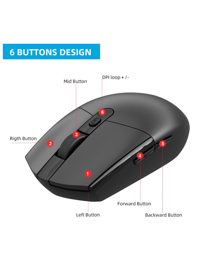 فوريف - ماوس لاسلكي FV-G304 - أعمال مكتبية لاسلكية 2.4 جيجا بايت - 6 أزرار - موفر للطاقة - 3200 نقطة لكل بوصة - مسافة فعالة 10 أمتار - بطارية AA 1x متضمنة - زر تشغيل/إيقاف | أسواد - Image 1
