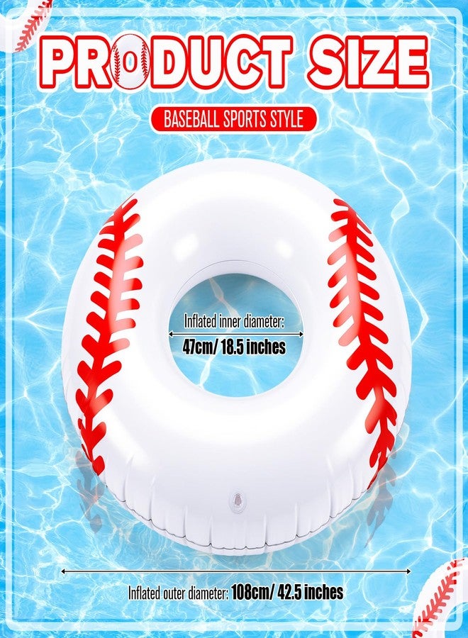 ShinyRelief مجموعة عوامات حمام سباحة قابلة للنفخ من ShinyRelief مكونة من 4 قطع، مناسبة لرياضات البيسبول وكرة القدم وكرة السلة، بحجم الكبار، مثالية لحمامات السباحة والحفلات الصيفية على الشاطئ والبحيرة (بيسبول). - Image 2