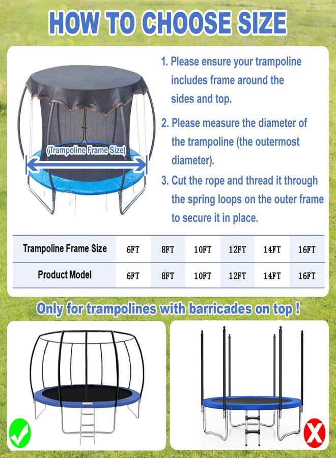 ECYITISY Trampoline Sun Shade Cover, 6FT 8FT 10FT 12FT 14FT 16FT Outdoor Round Trampoline Top Cover 90% Sunshade Cloth High-Density Shade Netting Black,8FT - Image 3