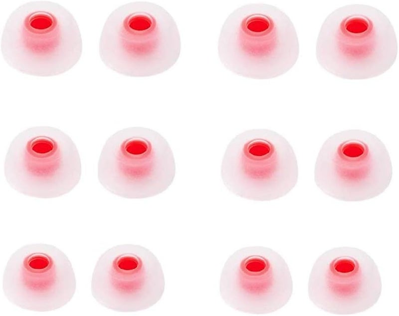 12 PCS Replacement Ear Gels Ear Buds Tips Eargels Compatible with Jabra Elite Active 65t Earbuds/Jabra Elite 65t Earbuds / 75t Earbuds, S/M/L 3 Size 6 Pairs, White-Red 65t Tips