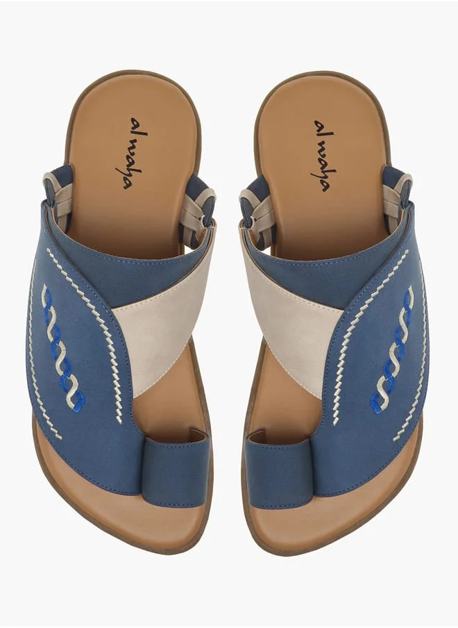 الواحة Men Embroidered Slip-On Arabic Sandals with Toe Loop