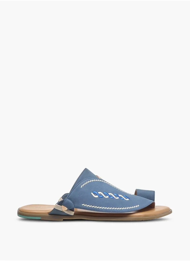 الواحة Men Embroidered Slip-On Arabic Sandals with Toe Loop