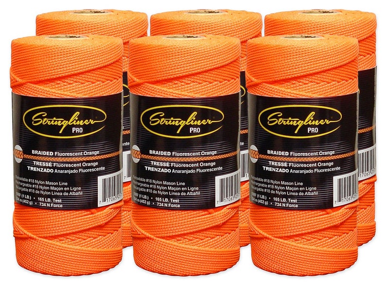 Stringliner Braided Mason Line Replacement Roll Contractor Pack 1,000' - Orange (Pack of 6) - SL35759CPK - Image 4