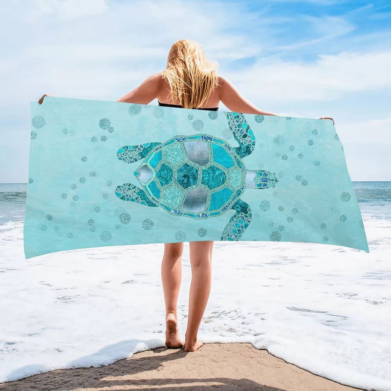 Explosions Sea Turtle Pattern Beach Towel Microfiber Absorbent Bath Towel Quick-Drying Double-Sided Velvet Beach Blanket Set - Image 5