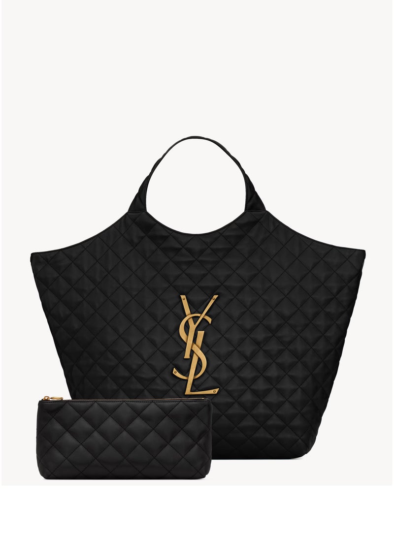 ایو سن لوران حقيبة يد نسائية من جلد نابا مع حقيبة مضغوطة قابلة للإزالة، حقيبة كتف نسائية، حقيبة يد نسائية، حقيبة تسوق نسائية طويلة - Image 1