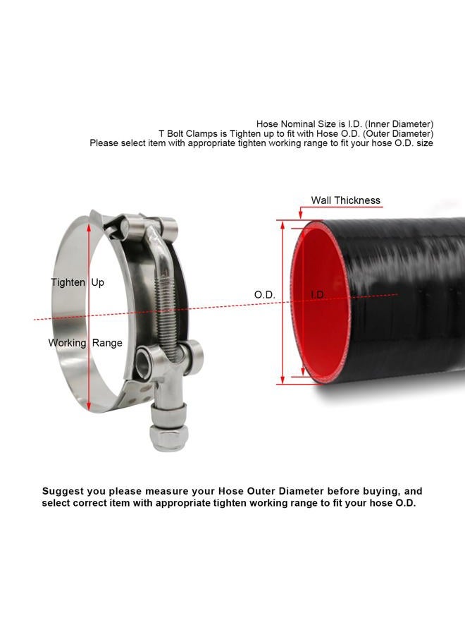 Roadformer 2" T-Bolt Hose Clamp - Working Range 56mm - 64mm for 2" Hose ID, Stainless Steel Bolt, Stainless Steel Band Floating Bridge and Nylon Insert Locknut (56mm - 64mm, 2 pack) - Image 4