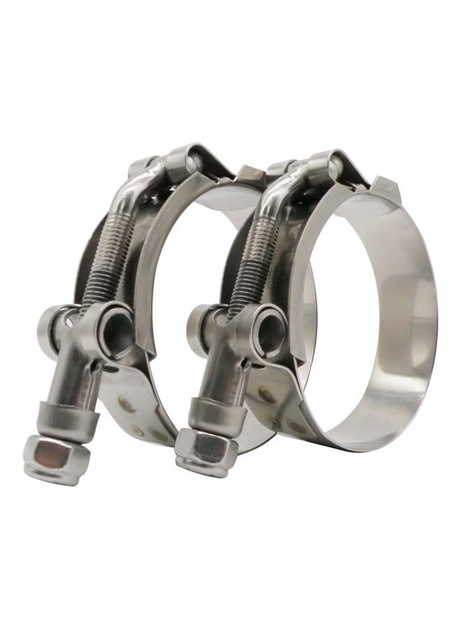 Roadformer 2" T-Bolt Hose Clamp - Working Range 56mm - 64mm for 2" Hose ID, Stainless Steel Bolt, Stainless Steel Band Floating Bridge and Nylon Insert Locknut (56mm - 64mm, 2 pack) - Image 1