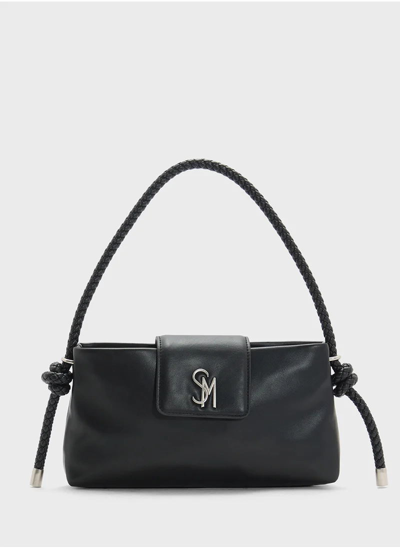 STEVE MADDEN Brooks Logo Detail Flap Over Satchel Bag