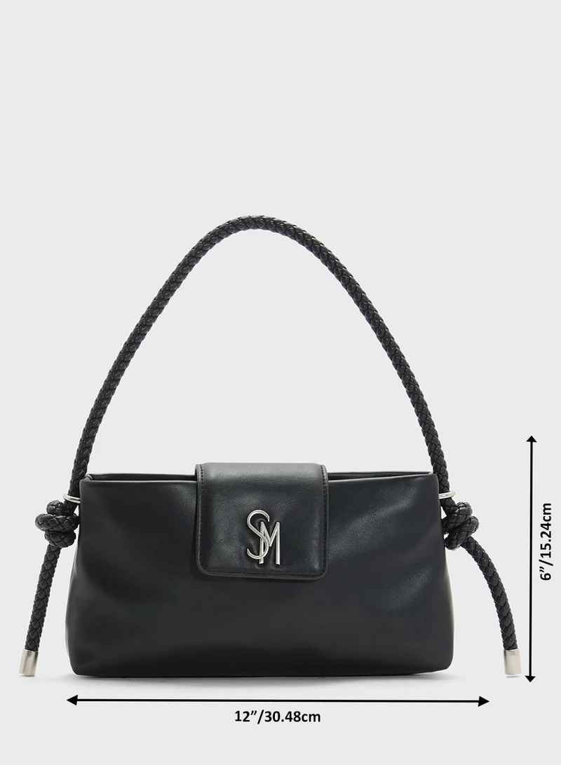 STEVE MADDEN Brooks Logo Detail Flap Over Satchel Bag