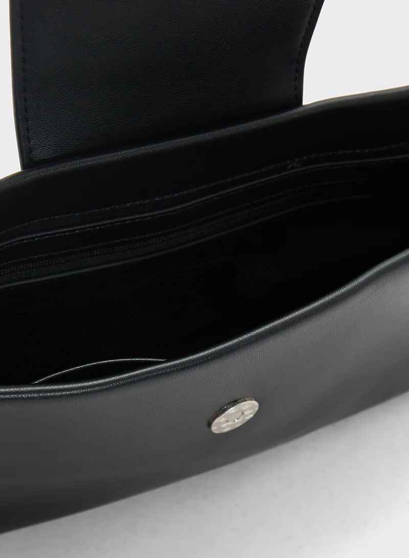 STEVE MADDEN Brooks Logo Detail Flap Over Satchel Bag