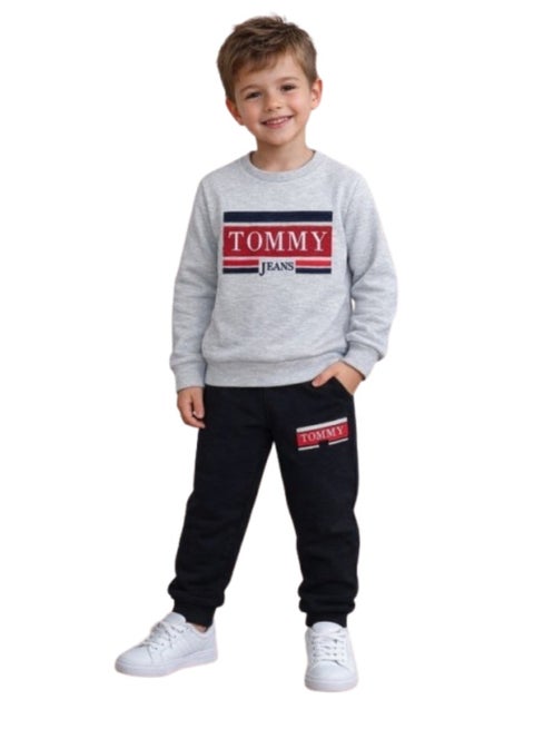 ترينج أولادي قطن شتوي مبطن من جوه - لون رمادي