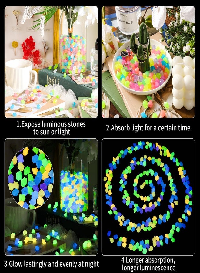 OSOPOLA 750 PCS Glow in The Dark Rocks - Mixed Color Fish Tank Decorations Diamond-Shaped Pebbles Rocks for Aquarium Glowing Rocks Accessories FD05MX750C - Image 2