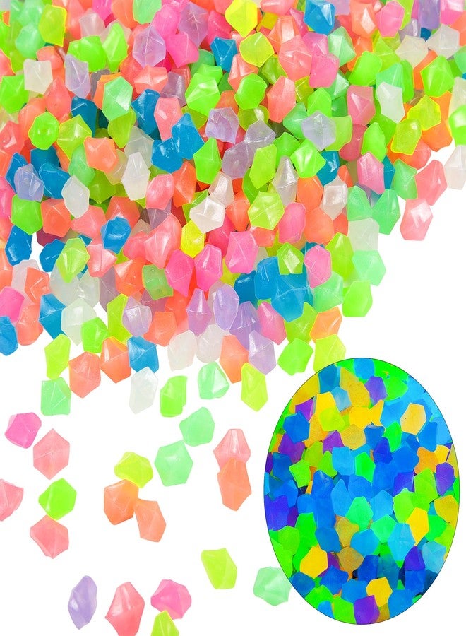 OSOPOLA 750 PCS Glow in The Dark Rocks - Mixed Color Fish Tank Decorations Diamond-Shaped Pebbles Rocks for Aquarium Glowing Rocks Accessories FD05MX750C - Image 1