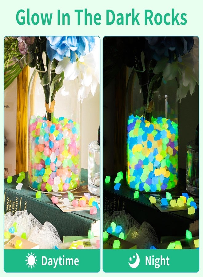 OSOPOLA 750 PCS Glow in The Dark Rocks - Mixed Color Fish Tank Decorations Diamond-Shaped Pebbles Rocks for Aquarium Glowing Rocks Accessories FD05MX750C - Image 5